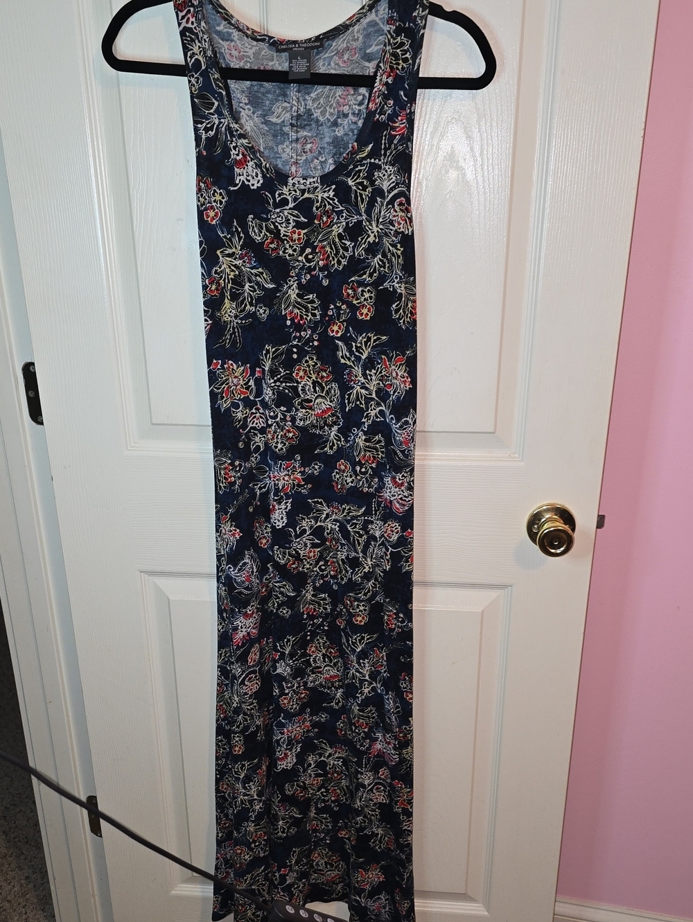 Chelsea & Theodore Navy Floral Sleeveless Maxi Dress